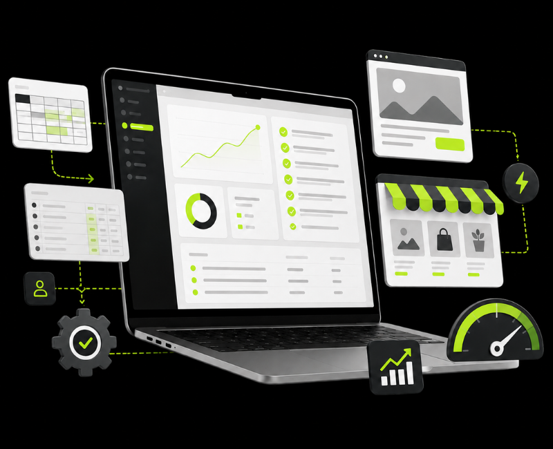 Placeholder interface example for a business dashboard and tracking application