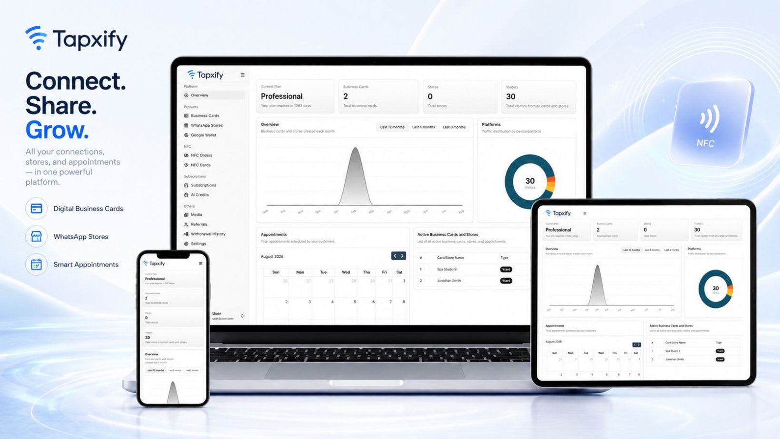 Tapxify user dashboard placeholder