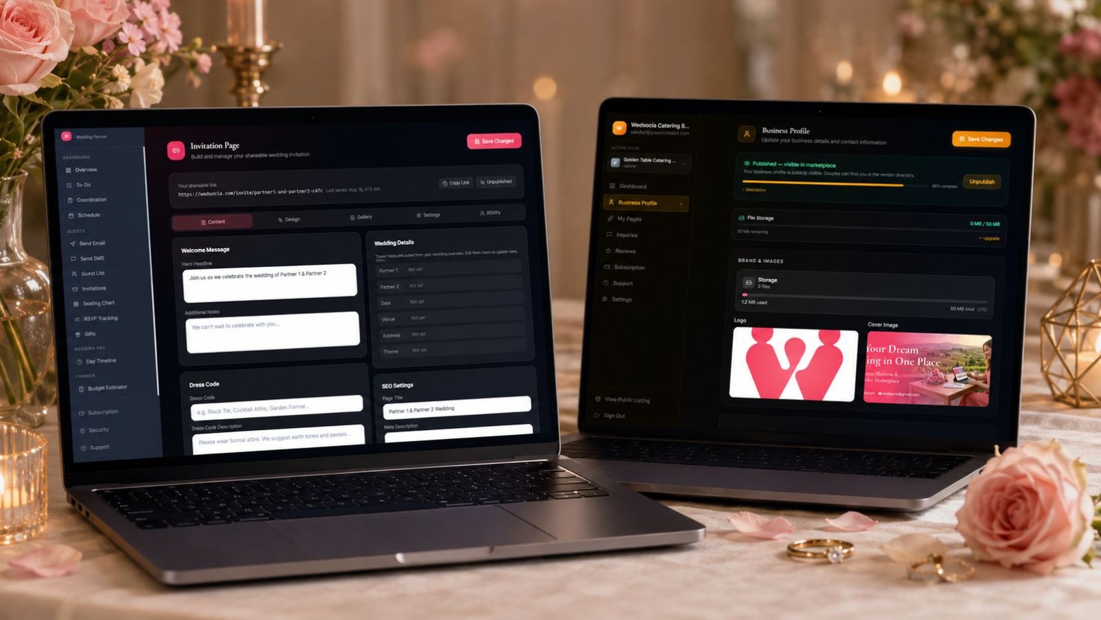 Wedsocia admin and vendor portal placeholder