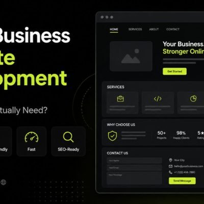 A graphics showing a small business website wireframe