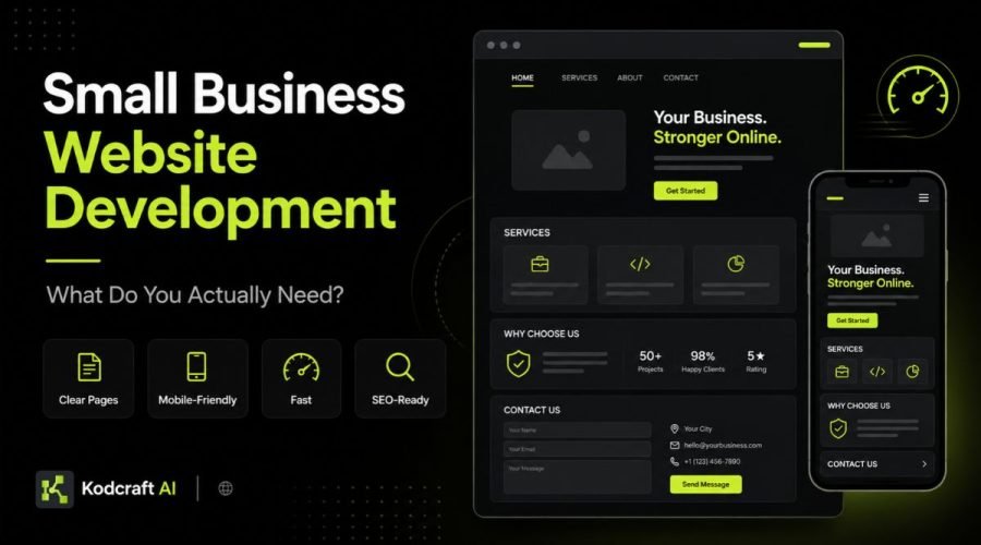 A graphics showing a small business website wireframe